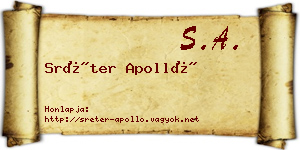 Sréter Apolló névjegykártya